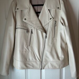 NWOT-Women's Cream Faux Leather Jacket